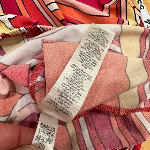 Chico’s Modern Movement Cold Shoulder Top Colorful 70’s Groovy Women’s Medium - Picture 10 of 11